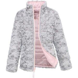 Rokka&Rolla Girls' Reversible Water-Resistant Teddy Sherpa Fleece Puffer Jacket